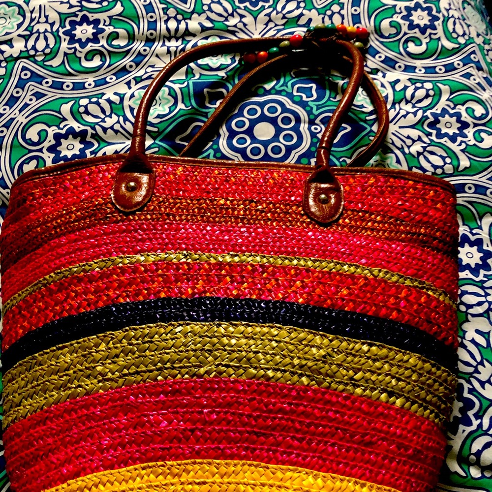 Style and Co multicolored straw tote